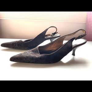 Prada Chocolate Brown Pointed Toe Slingback Heels